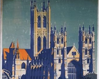 Canterbury Historic City By Southern Railway Vintage Old Retro Poster Picture
