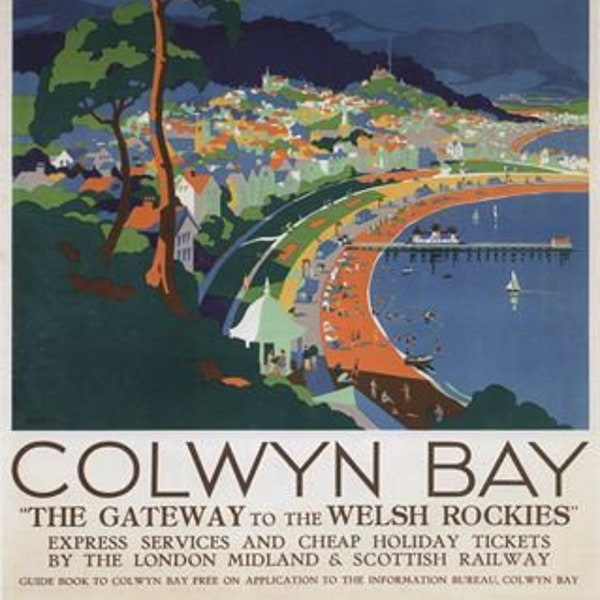 Vintage LMS Colwyn Bay Railway Poster A3/A2/A1 Print
