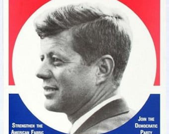 Vintage 1960's JFK Kennedy Presidential Election Poster A3 Print