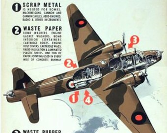 Vintage WW2 Build A Bomber With Salvage British Poster A3 Print