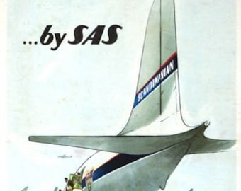 Vintage SAS Scandinavian Airlines Poster A3 Print - Etsy