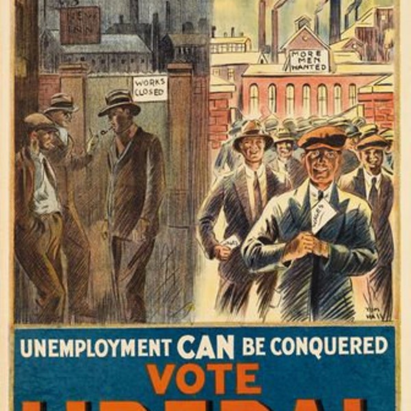 Vintage 1920's UK Liberal Party Election Poster A3 Print