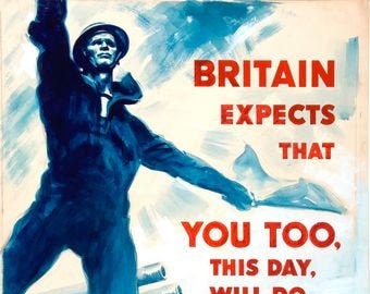 Vintage WW2 Britain Expects You To Do Your Duty Propaganda Poster A3 Print