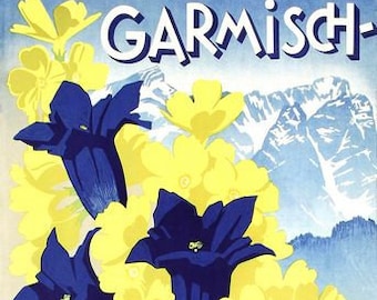 Vintage Garmisch Germany Tourism Poster Poster A3 Print