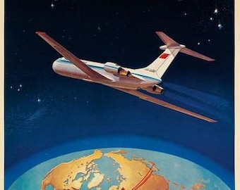 Vintage Aeroflot Soviet Worldwide Airline Poster A3 Print - Etsy 日本