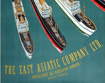 Vintage East Asiatic Shipping Line Poster A3 Print