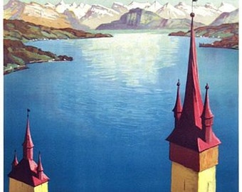 Vintage Lucerne Switzerland Tourism Poster A3 Print