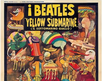 Vintage Italian Yellow Submarine Beatles Movie Poster A3 Print