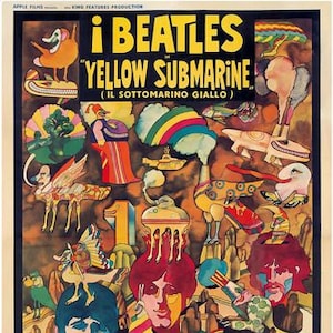 Vintage Italian Yellow Submarine Beatles Movie Poster A3 Print