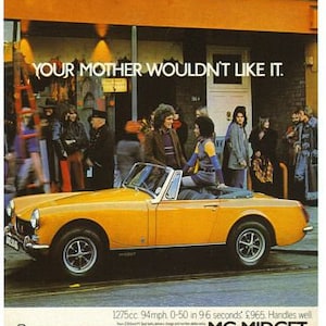 Vintage MG Midget Publicidad Cartel A3 reimpresión