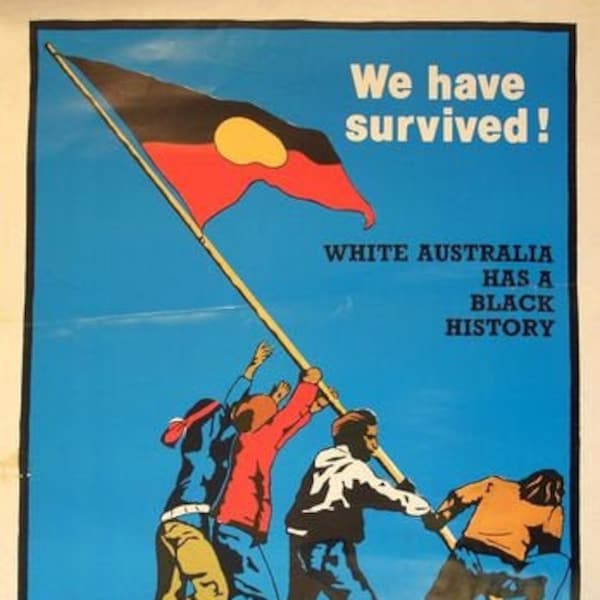 Impresión del cartel político de los derechos de los aborígenes australianos vintage A3