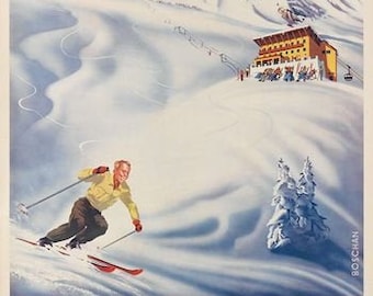 Vintage Salzburg Austria Skiing Poster A3 Print