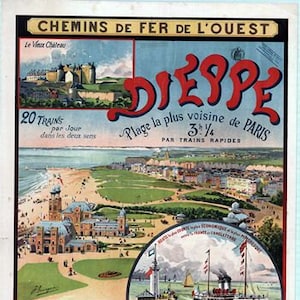 Vintage French Railways Dieppe Normandy Tourism Poster A3 Print