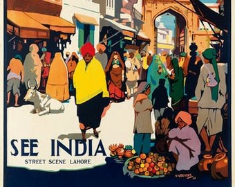 Vintage Lahore India Pakistan Tourism Poster A3 Print
