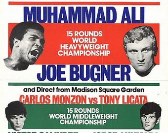 Vintage 1975 Mohammad Ali Joe Bugner Boxing Poster A3 Print