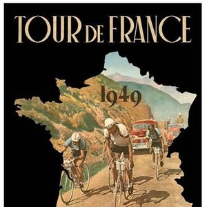 Vintage 1949 Tour De France Cycling Poster A3 Print