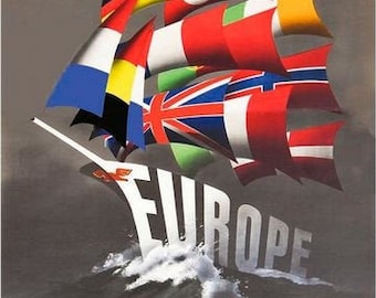 Vintage 1970's Pro Europe EU EEC Propaganda Poster A3 Print