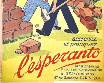 Vintage Esperanto The Universal Language Poster A3 Print