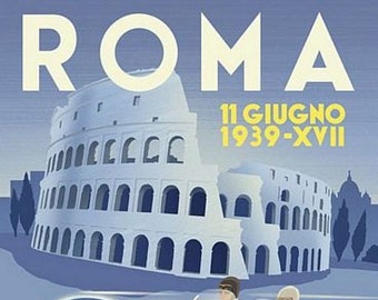 Vintage 1939 Rome Motor Racing Poster  A3 Print