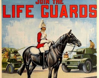 Vintage Join The Life Guards British Army Recruitment Poster A3 Print