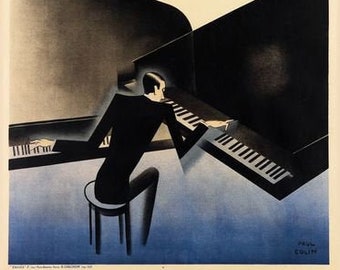 Vintage Art Deco 1929 Andre Renaud French Pianist Concert Poster Print A3