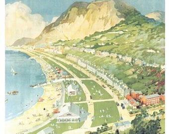 Poster Vintage LMS Prestatyn Wales - Affiche Ancienne De Chemin De Fer - Format A4/A3/A2/A1