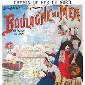 Vintage Boulogne Sur Mer French Railway Poster A3 Print