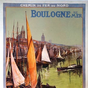 Vintage early 20th Century Boulogne Sur Mer French Railway Poster A3 Print