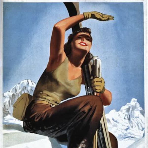 Vintage Val D'Aosta Italy Winter Sports Poster A3/A2/A1 Print