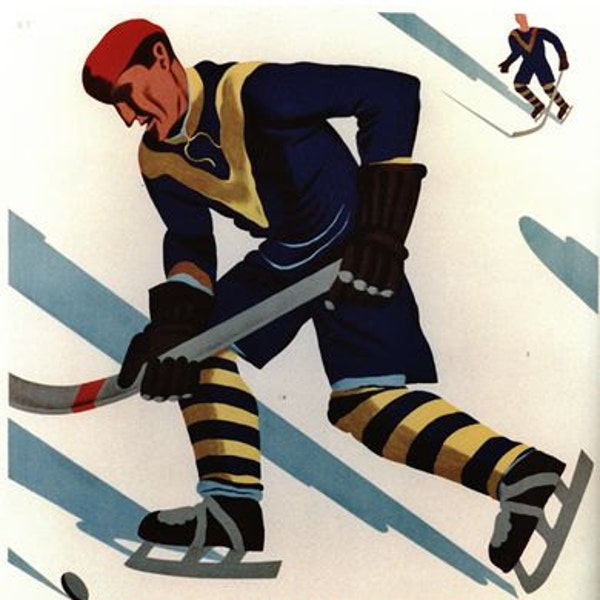 Vintage 1935 Davos Schweiz Eishockey Poster A3/A2/A1 Print