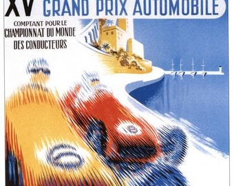 1957年モナコグランプリ開催ポスター 1957 Monaco Vintage Poster