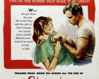 Vintage A Streetcar Named Desire Movie Poster A3/A2/A1 Print