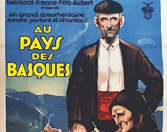 Vintage französische Dokumentarfilm Baskenland Film Poster A3 Print