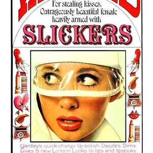 Swinging 1960's Advertisement For Yardley Of London Cosmetics Slickers Lipstick & Lip Gloss A3 Poster V2 Reprint