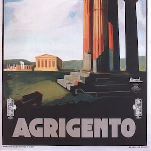 Vintage Italian Sicily Agrigento Tourism Poster A4/A3/A2/A1 Print 