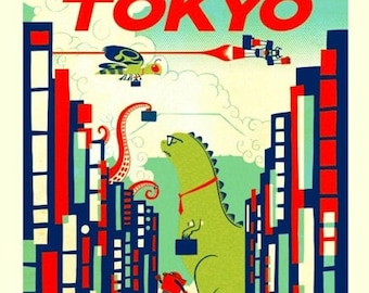 Vintage Travel By Air To Tokyo Japan  Poster  A3 Print