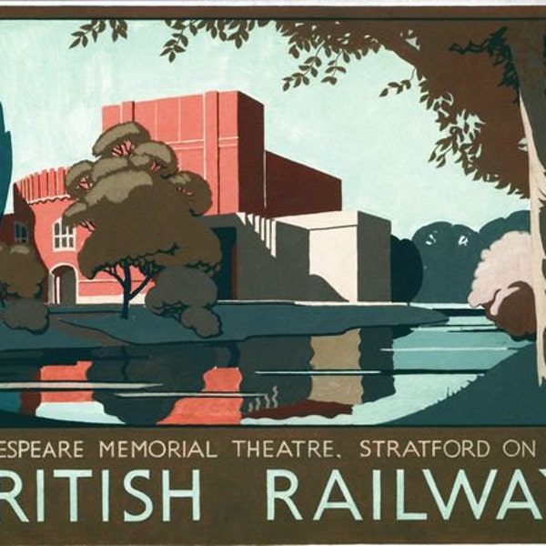 Vintage British Rail Stratford Upon Avon Shakespeare Memorial Theatre Railway Poster A3/A2/A1 Print