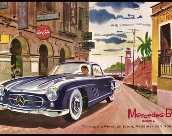 MERCEDES BENZ 300SL 1952 PAN AMERICANA MEXICO RACING POSTER A3 REPRINT