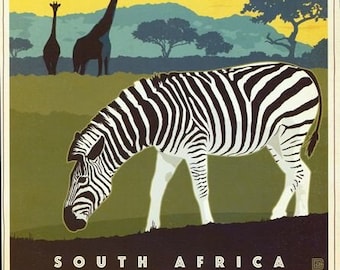 Vintage Kruger National Park South Africa Travel Poster A3/A2/A1 Print