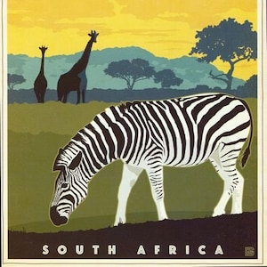 Vintage Kruger National Park South Africa Travel Poster A3/A2/A1 Print