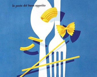 Vintage Mid Century 1950's Italian Pasta Advertisement A3 Poster Reprint V.4