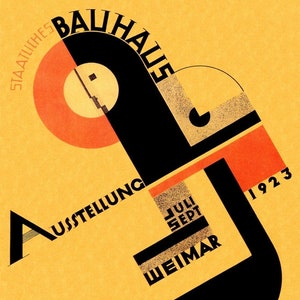 Affiche A3 de l'exposition d'art de Dessau Weimar, école de design Bauhaus allemande vintage des années 1920, réimpression V.8