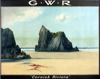 Vintage GWR Newquay Cornish Riviera Railway Poster A3 Print