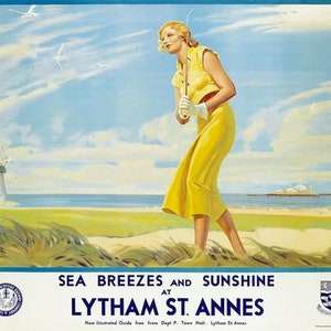 Vintage LMS Lytham St Annes Railway Poster A3 Print