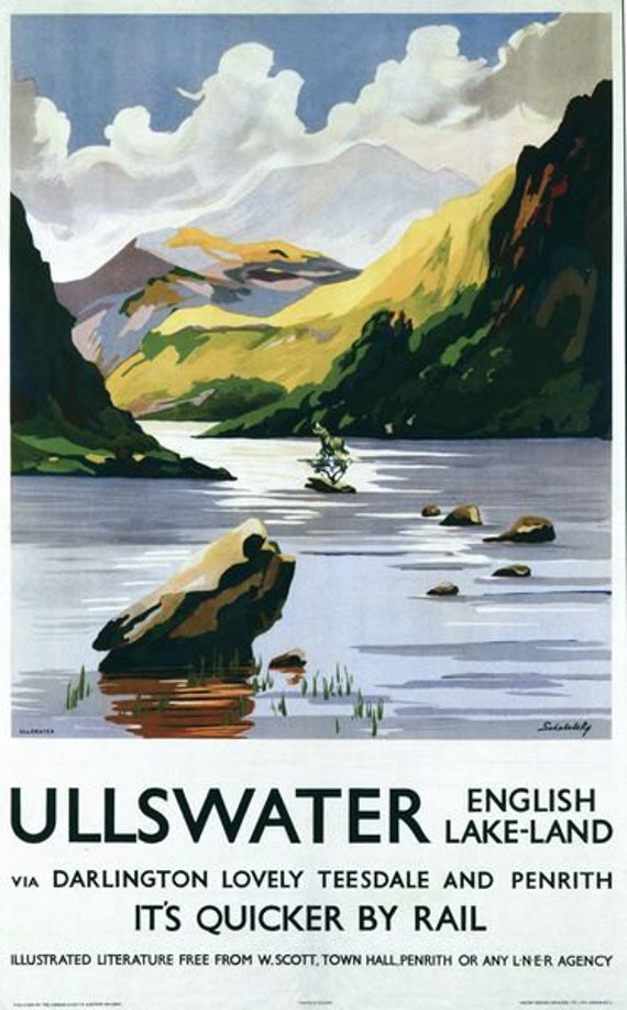 A2 Reprint British Railways English Lakes Windermere Railway Poster A3