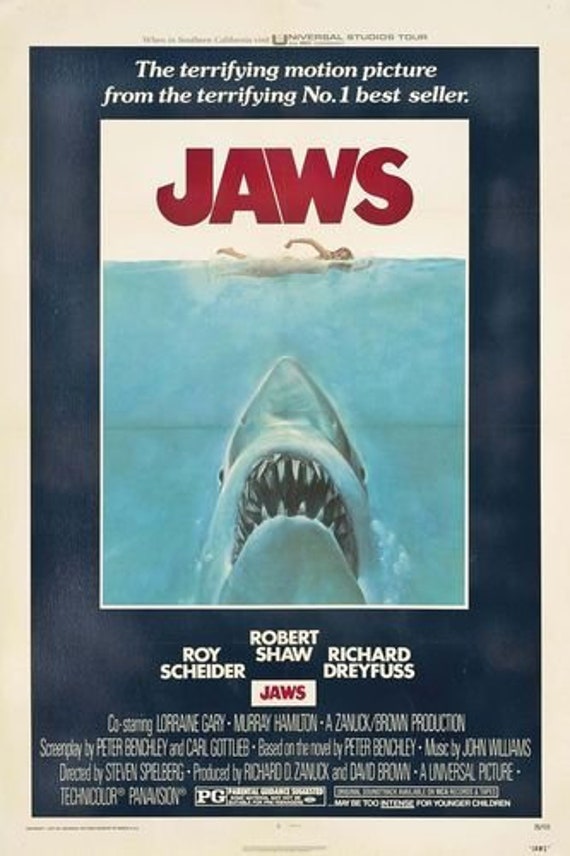 Vintage Jaws Movie Poster  A3/A2/A1 Print