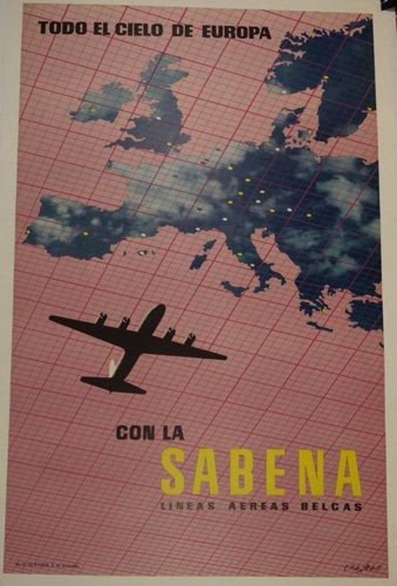 Vintage Sabena Belgian Airlines You/'re In Good Hands Poster A3 Print