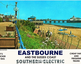 Vintage Style Railway Poster Eastbourne Seafront A3/A2 Print