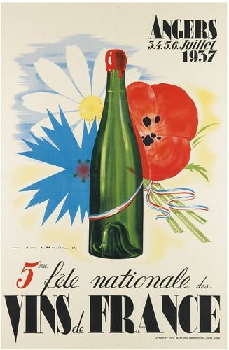 Vintage 1937 French Wine Festival Poster A3 Print - Etsy