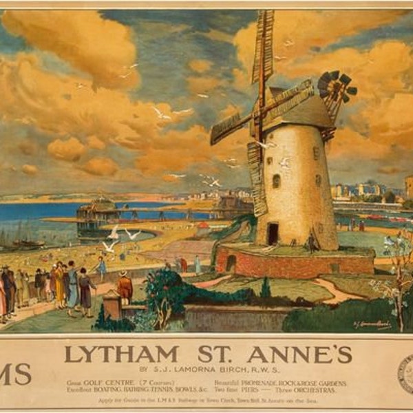 Vintage Lytham St Annes Windmill LMS Railway Poster A3/A2/A1 Print